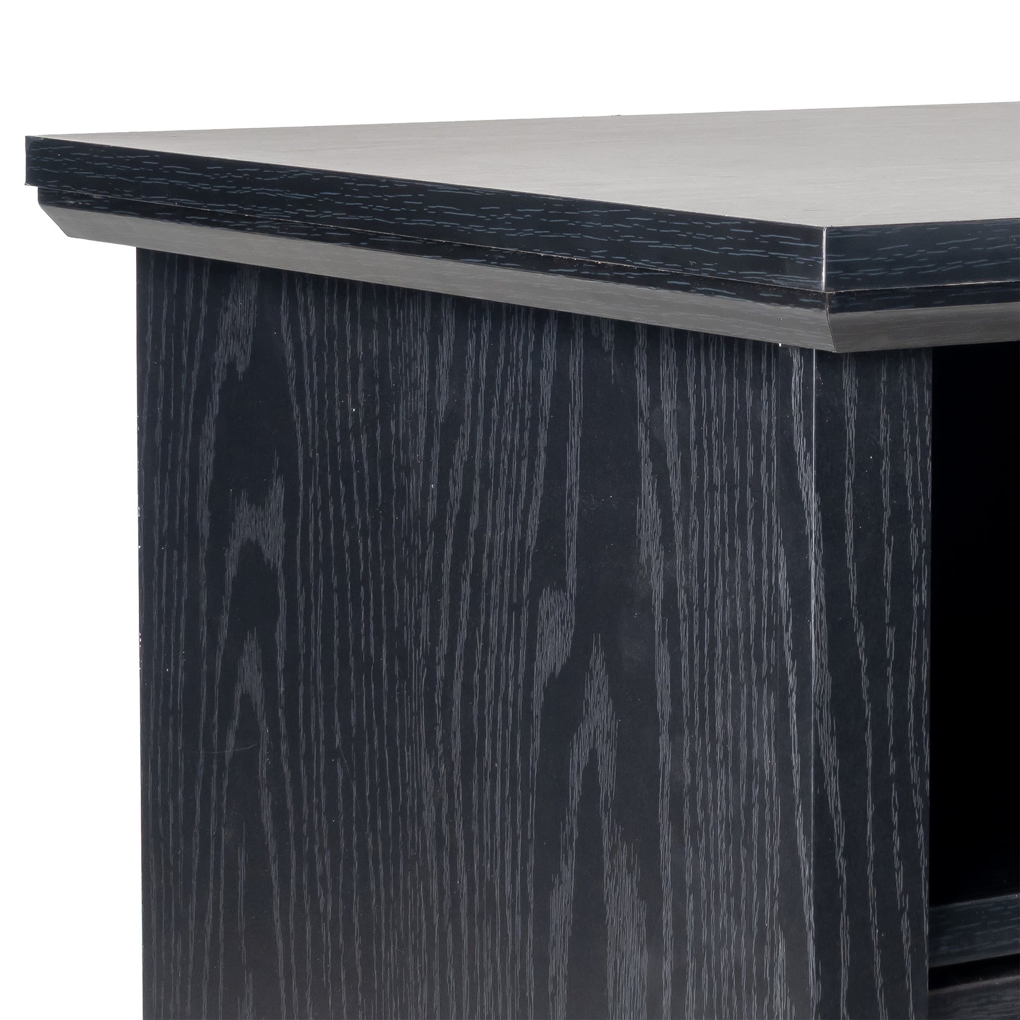 Mesa auxiliar de 40,6 cm en gris estilo granja con puerta estilo granero y estante abierto de Furniture of America