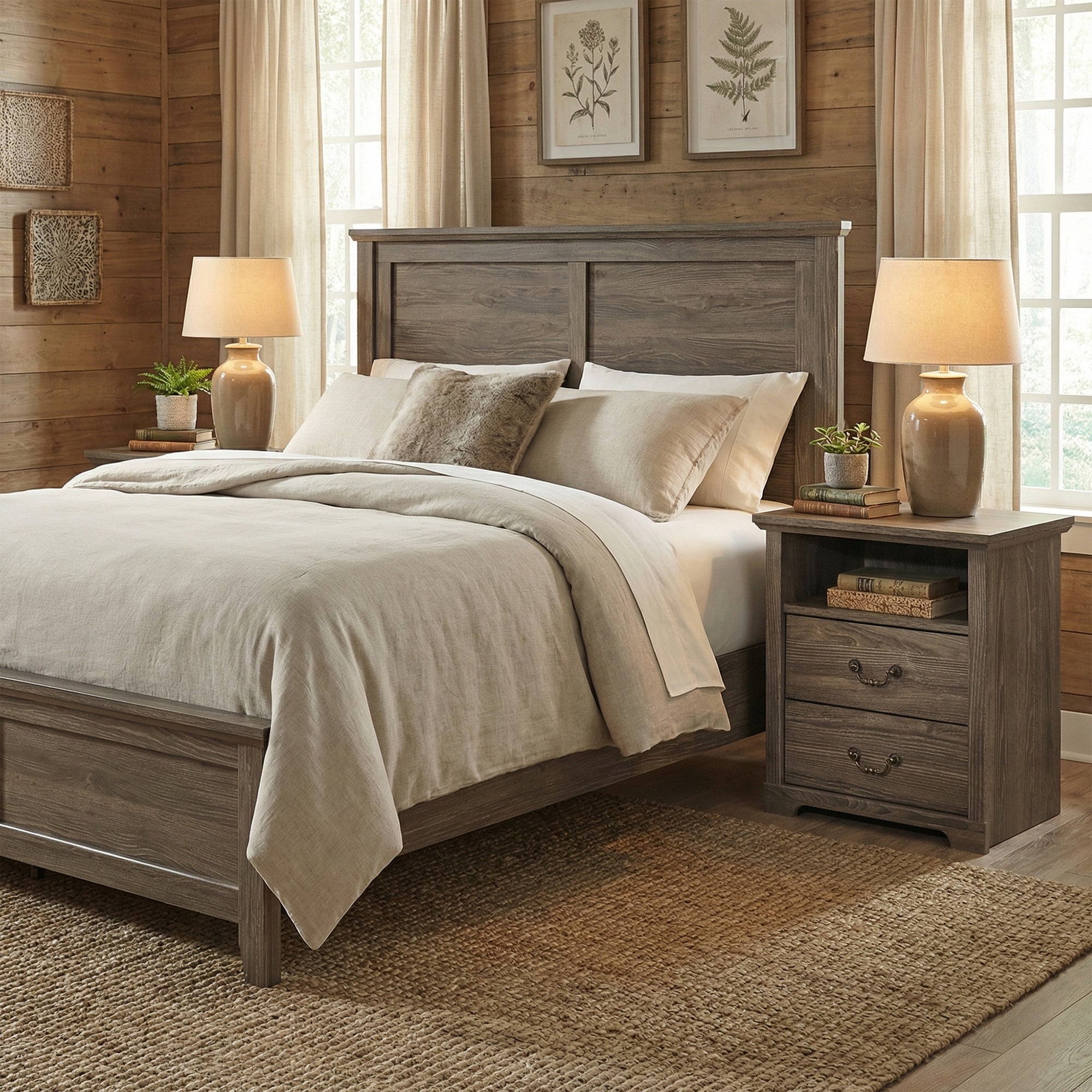 Mesa auxiliar de 40,6 cm en gris estilo granja con puerta estilo granero y estante abierto de Furniture of America