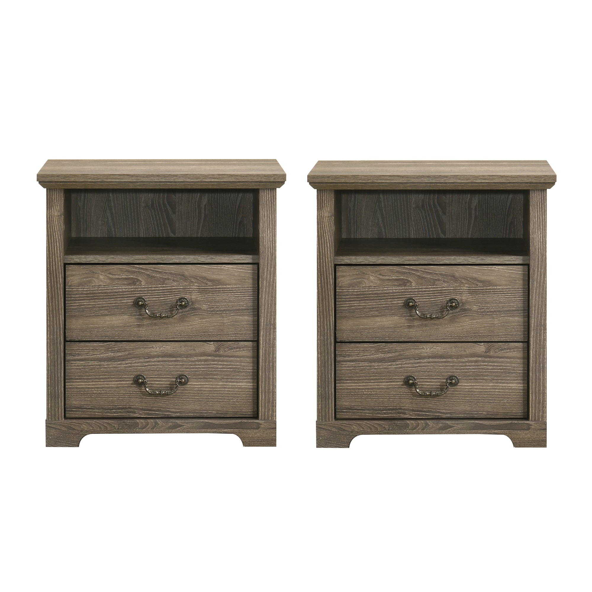 Mesa auxiliar de 40,6 cm en gris estilo granja con puerta estilo granero y estante abierto de Furniture of America
