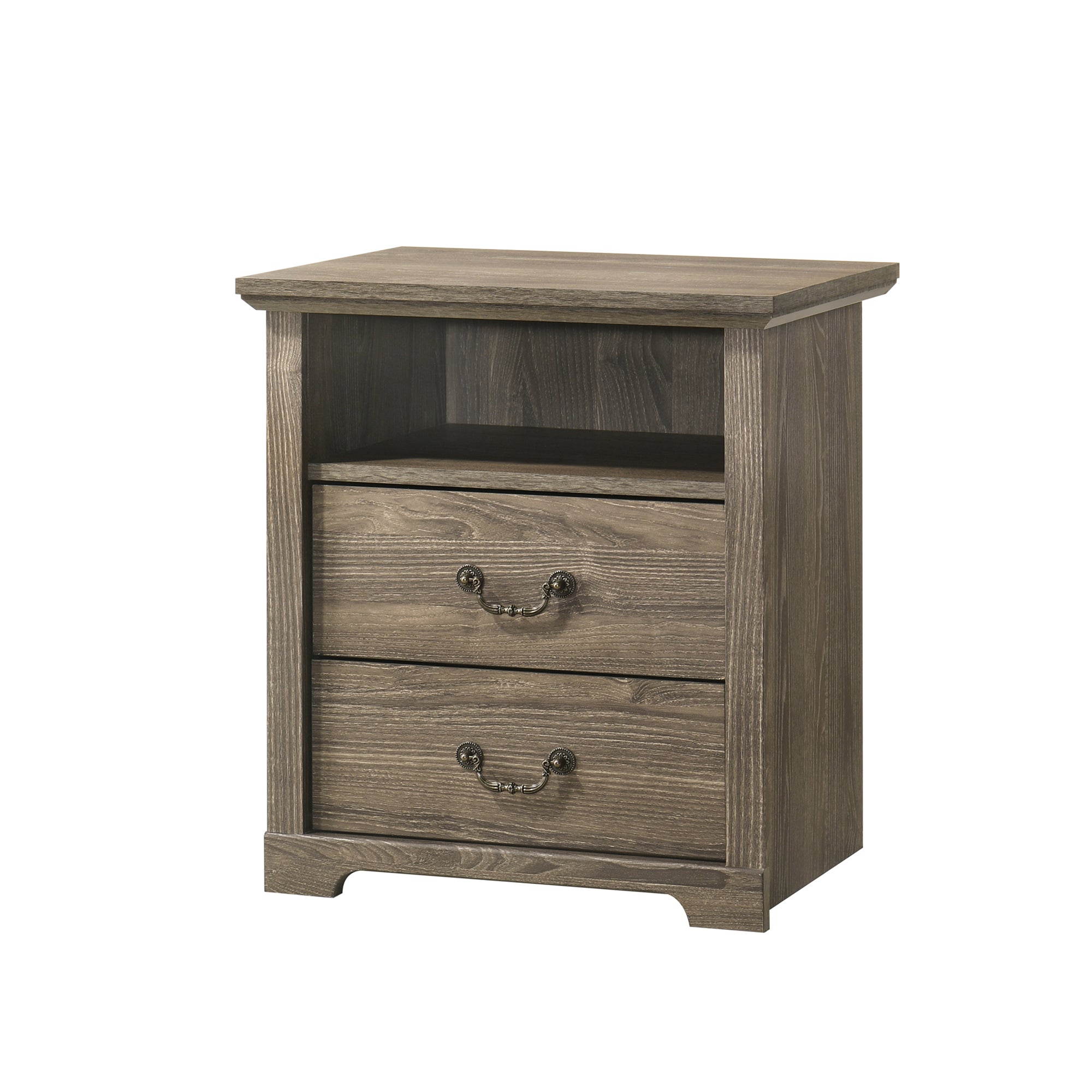 Mesa auxiliar de 40,6 cm en gris estilo granja con puerta estilo granero y estante abierto de Furniture of America