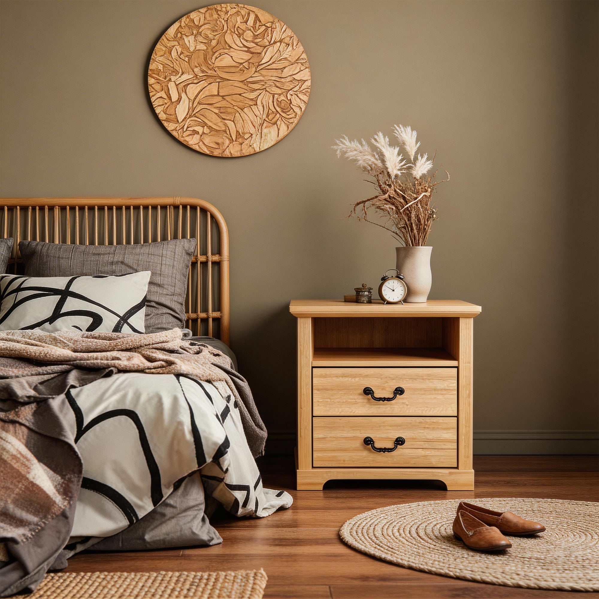 Mesa auxiliar de 40,6 cm en gris estilo granja con puerta estilo granero y estante abierto de Furniture of America