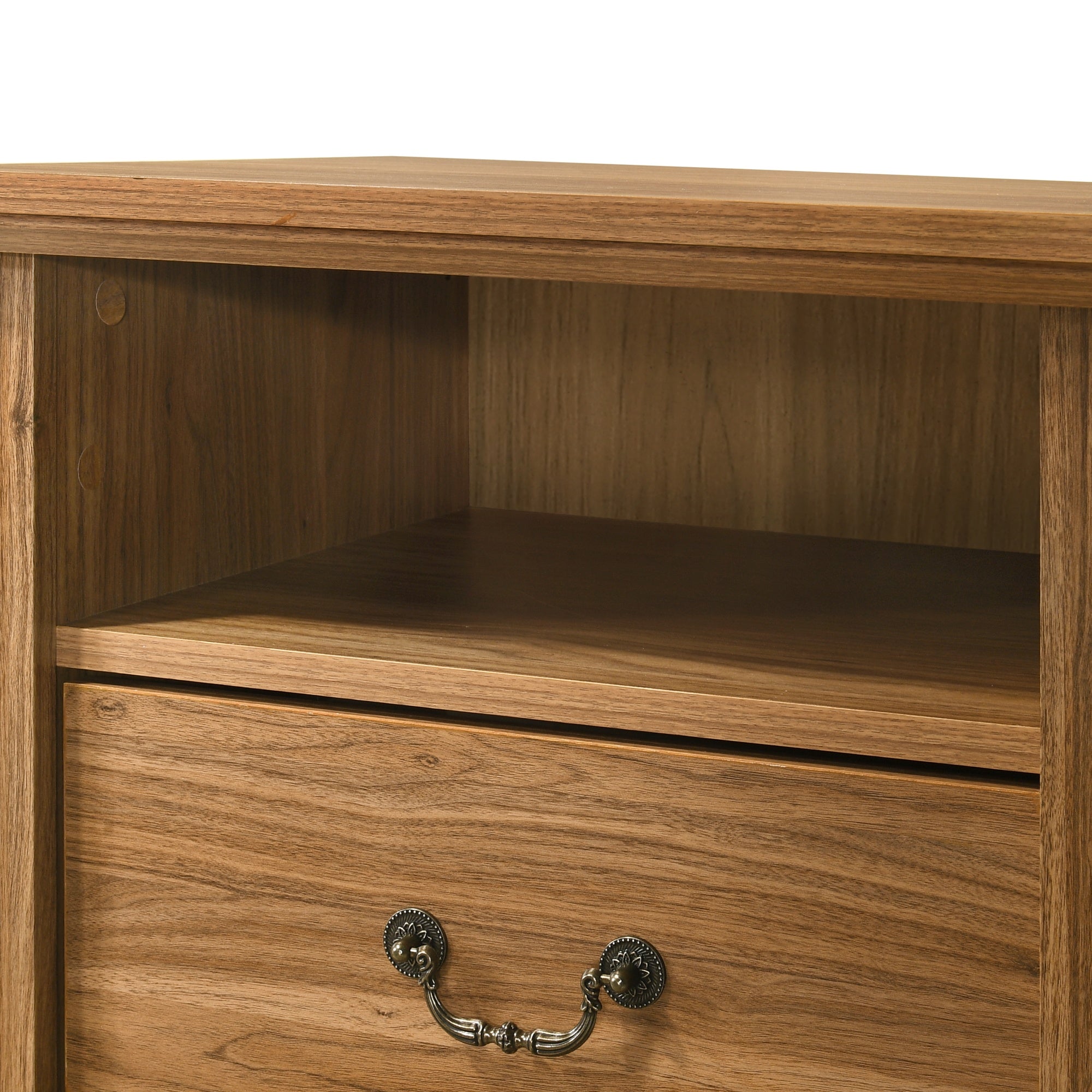 Mesa auxiliar de 40,6 cm en gris estilo granja con puerta estilo granero y estante abierto de Furniture of America