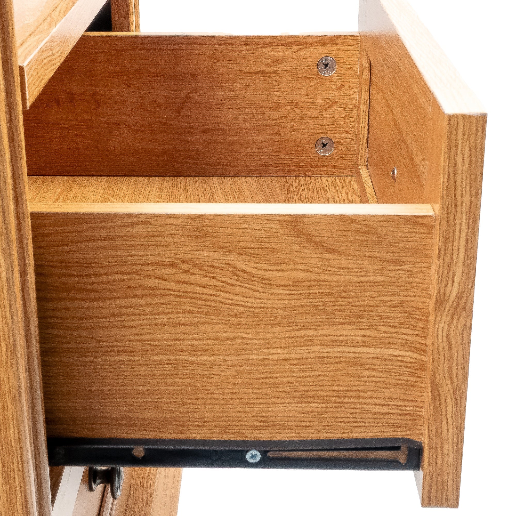 Mesa auxiliar de 40,6 cm en gris estilo granja con puerta estilo granero y estante abierto de Furniture of America