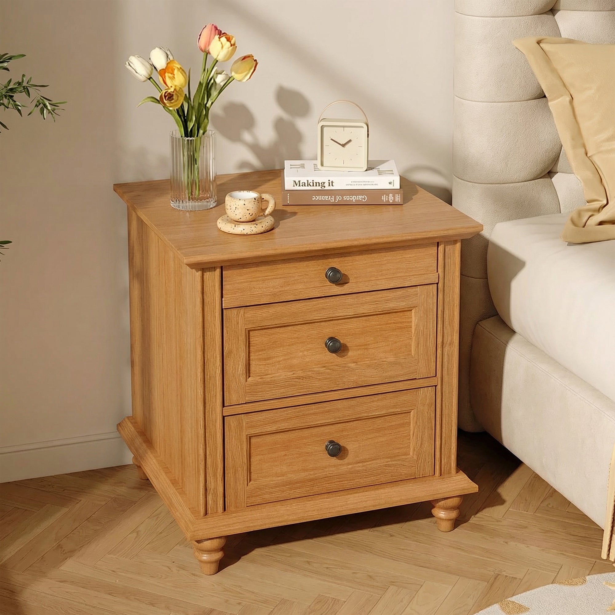 Mesa auxiliar de 40,6 cm en gris estilo granja con puerta estilo granero y estante abierto de Furniture of America