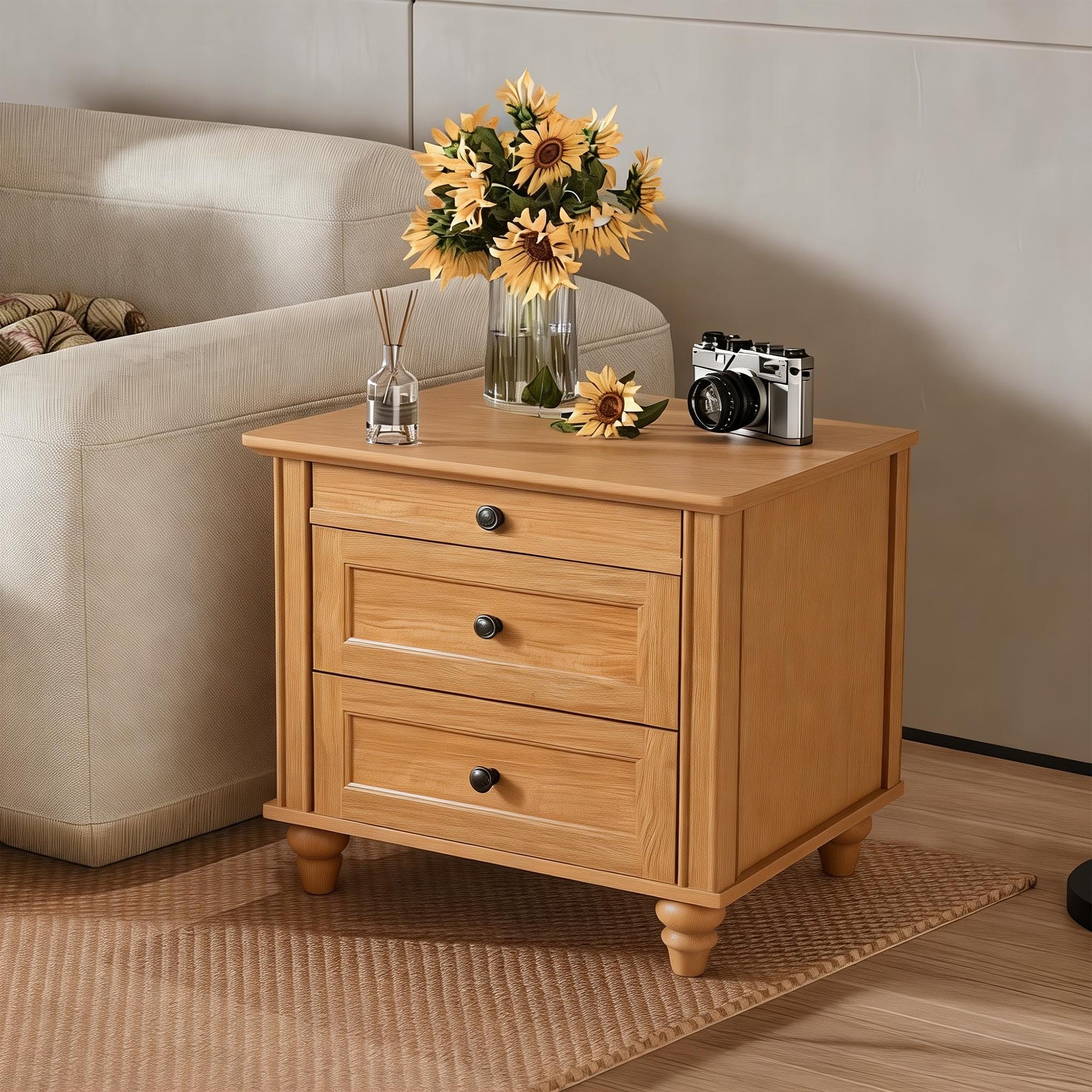Mesa auxiliar de 40,6 cm en gris estilo granja con puerta estilo granero y estante abierto de Furniture of America