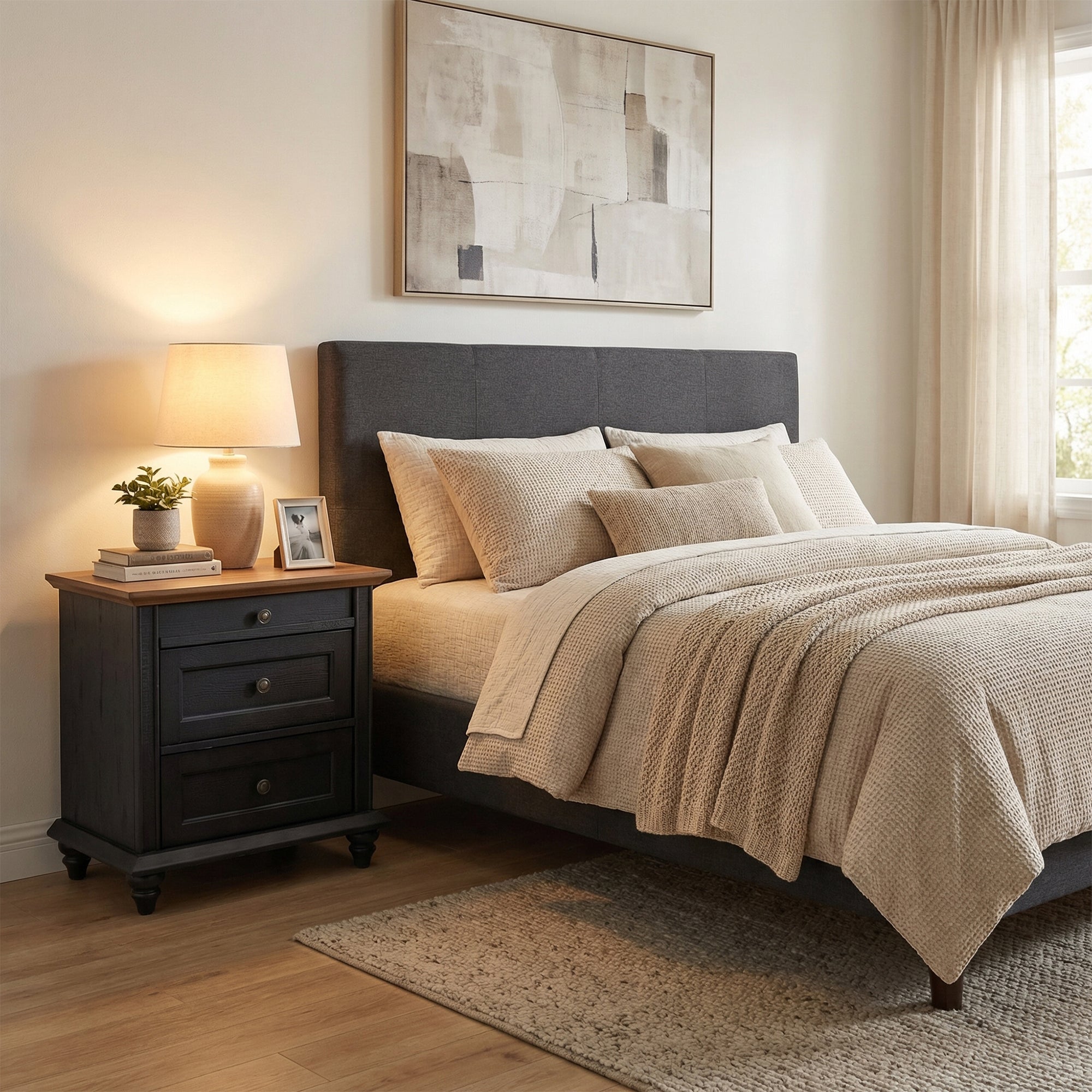 Mesa auxiliar de 40,6 cm en gris estilo granja con puerta estilo granero y estante abierto de Furniture of America