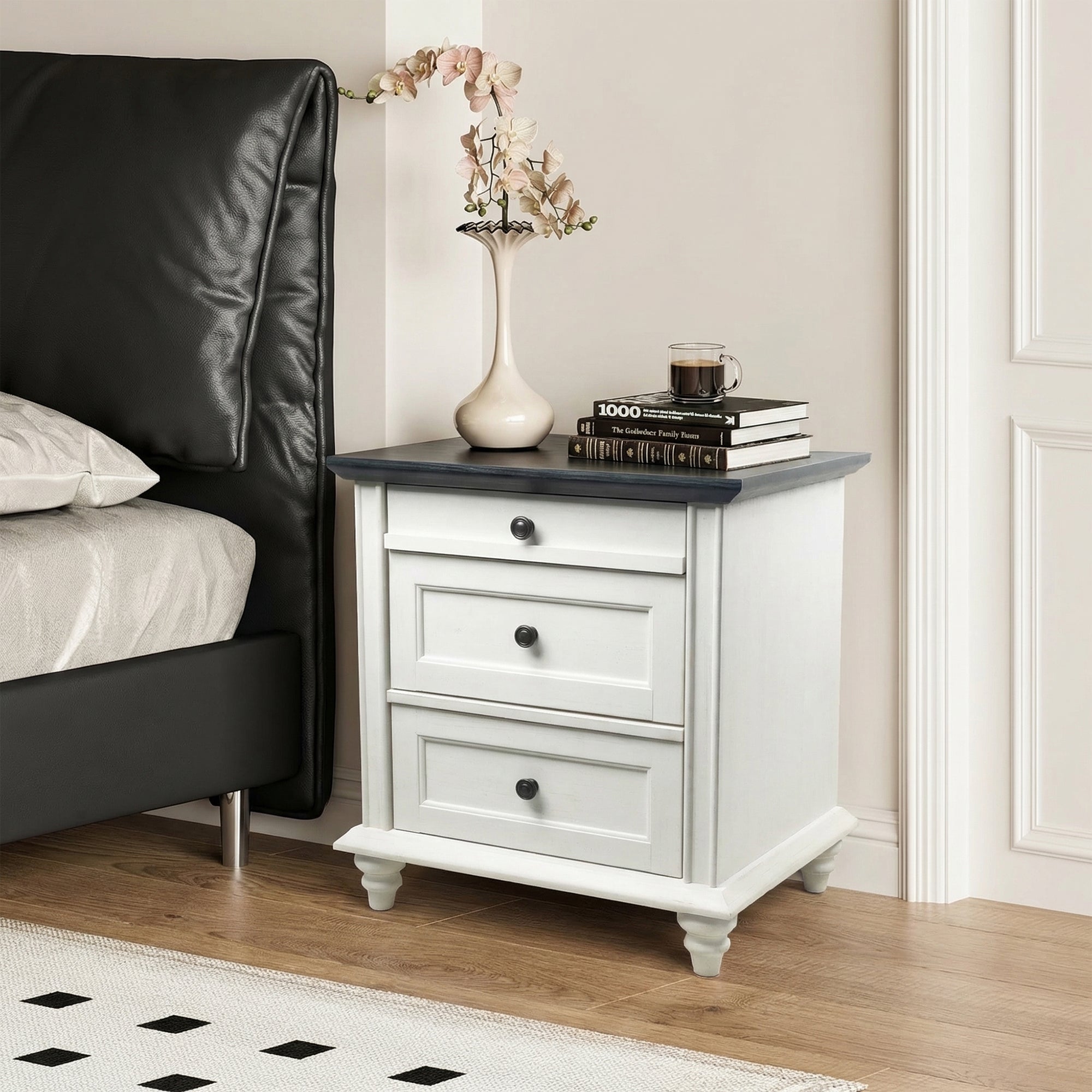Mesa auxiliar de 40,6 cm en gris estilo granja con puerta estilo granero y estante abierto de Furniture of America