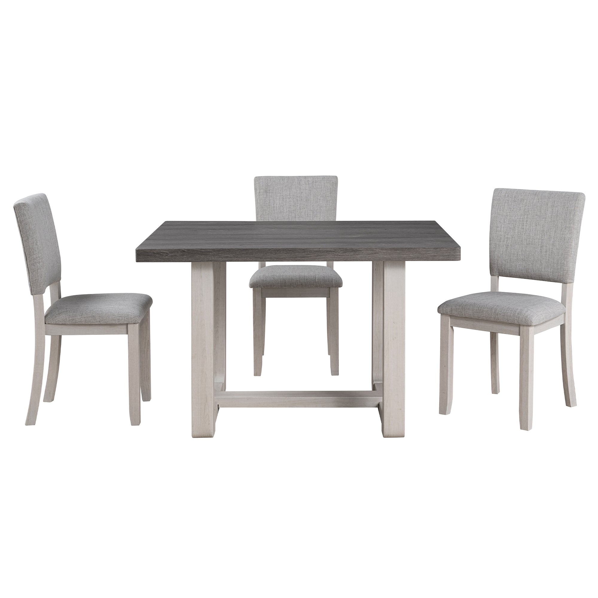 Sauro Gray Wood Top Rectangle Dining Table, Four Side Chairs Sold Separately