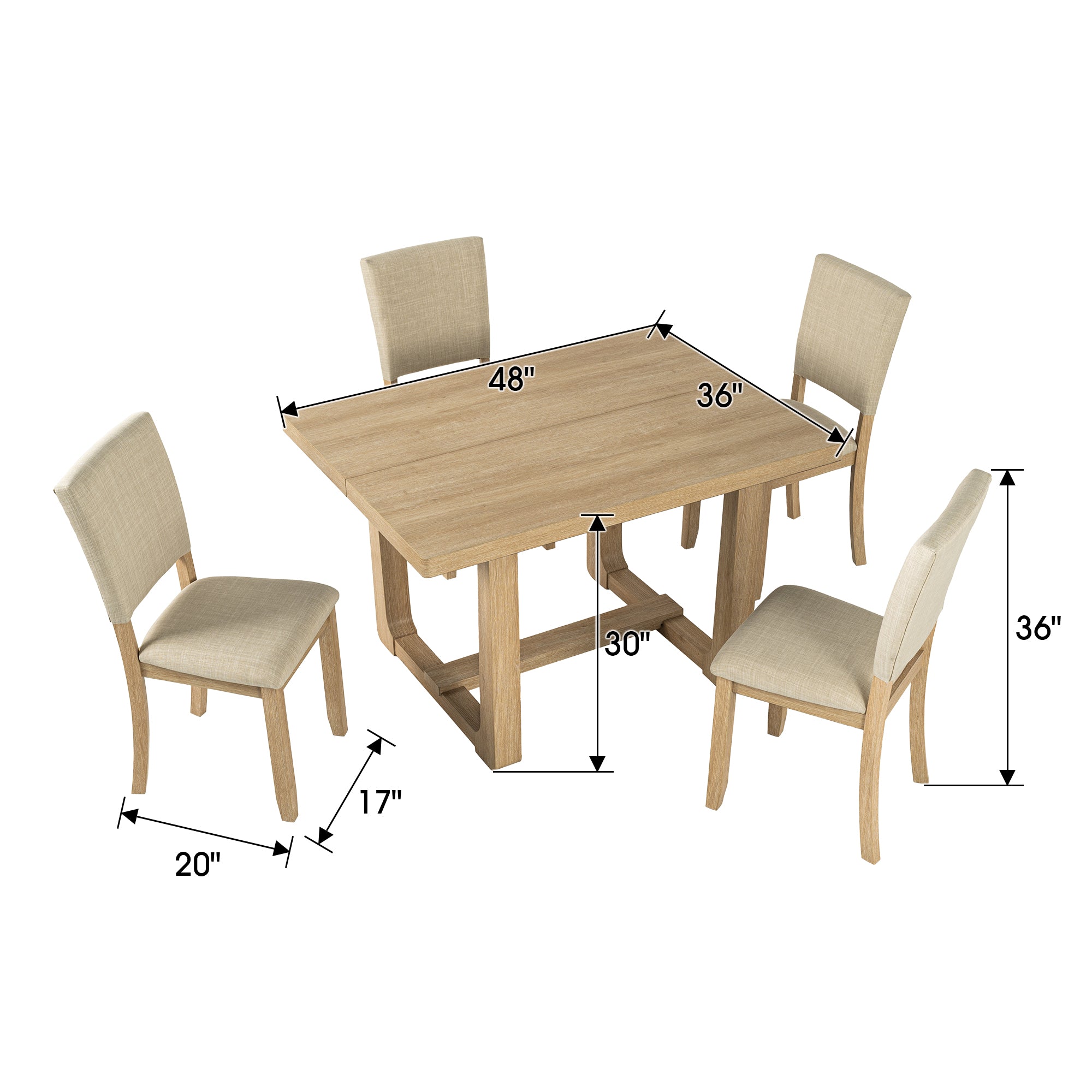 Sauro Gray Wood Top Rectangle Dining Table, Four Side Chairs Sold Separately