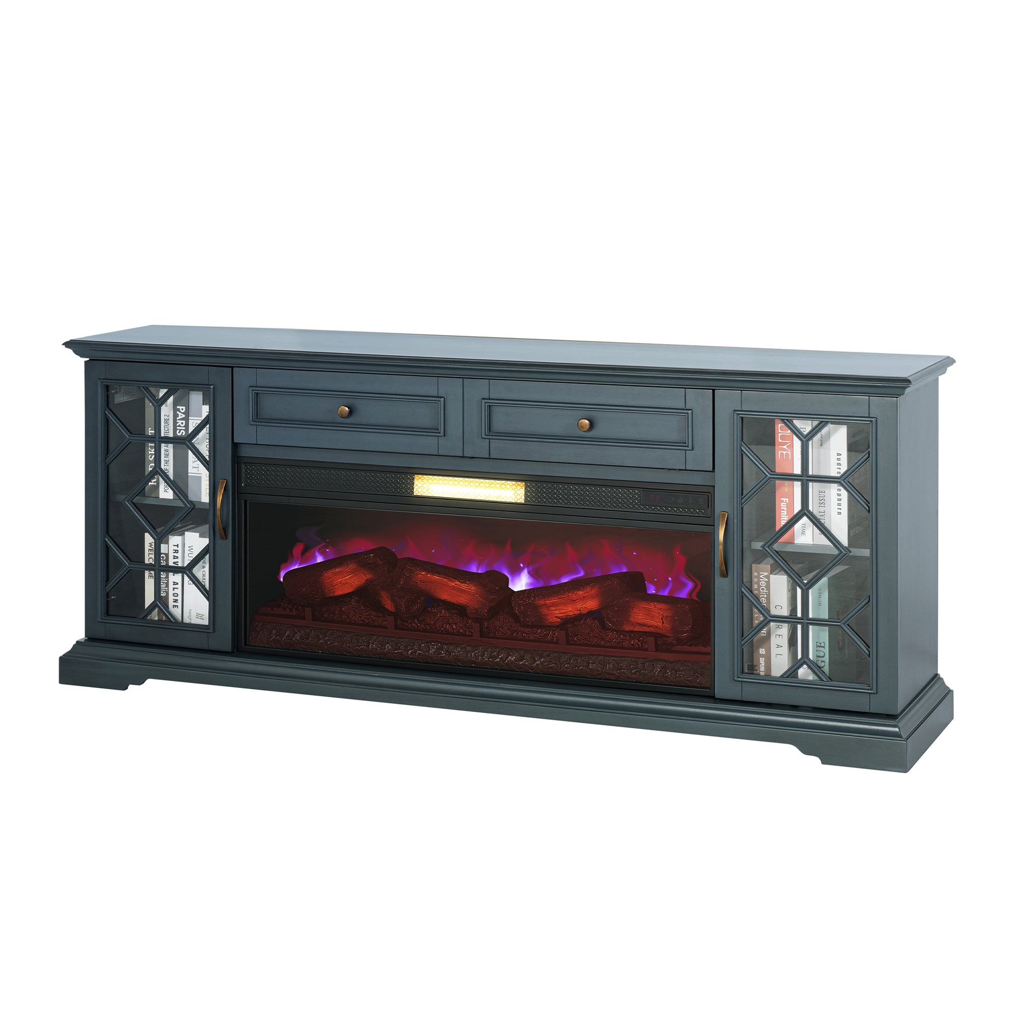 Mueble de TV rústico de 58" con chimenea eléctrica de 18" para sala de estar