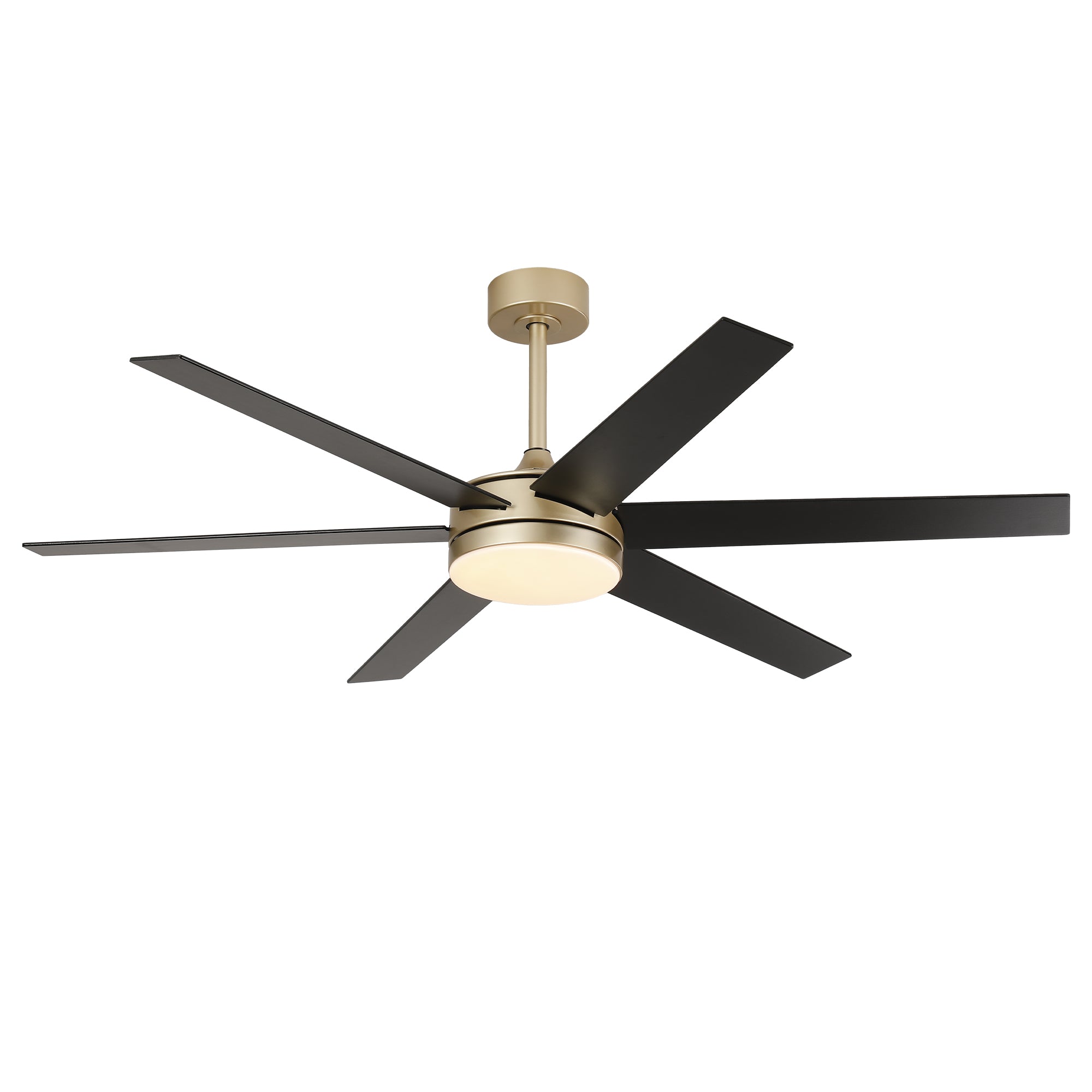 Ventilador de techo moderno de 60" con motor de CC Volga, 6 aspas y montaje en varilla con control remoto