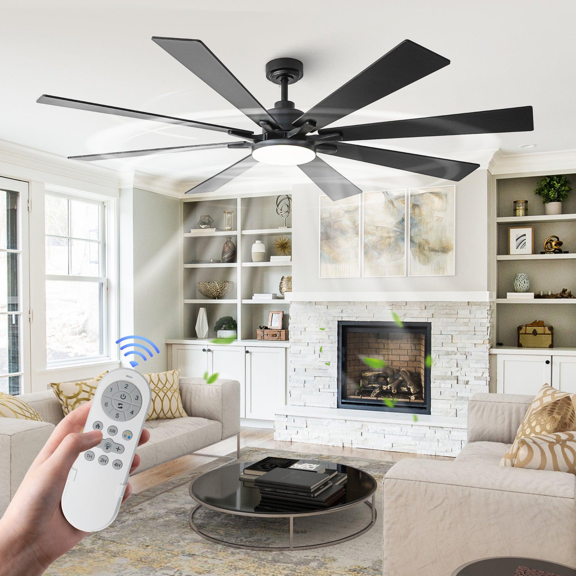 Ventilador de techo moderno Elbe de 72 pulgadas con montaje en varilla, luz y control remoto