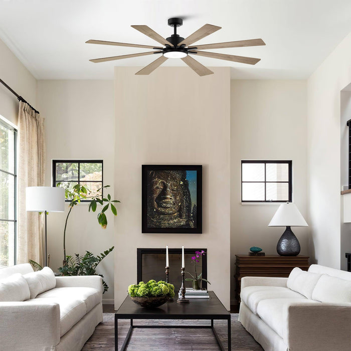 72 Inch Elbe Modern Downrod Mount Ceiling Fan with Light and Remote Control