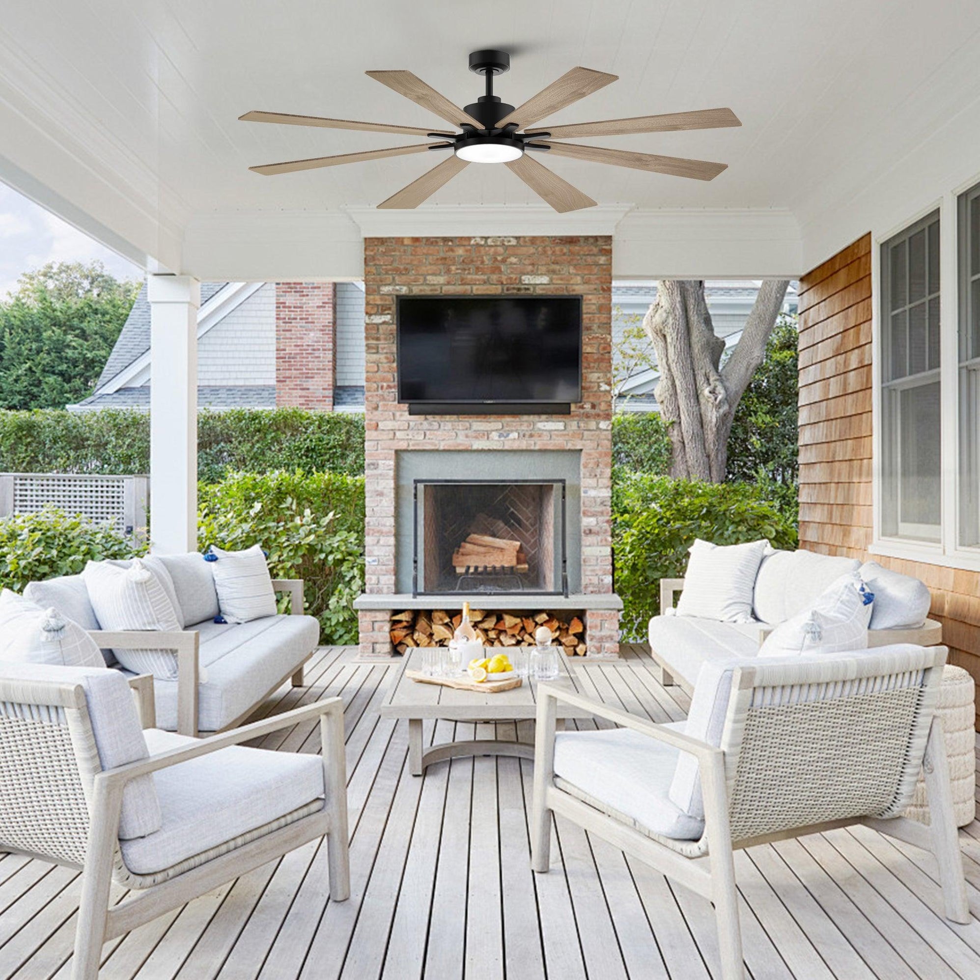 72 Inch Elbe Modern Downrod Mount Ceiling Fan with Light and