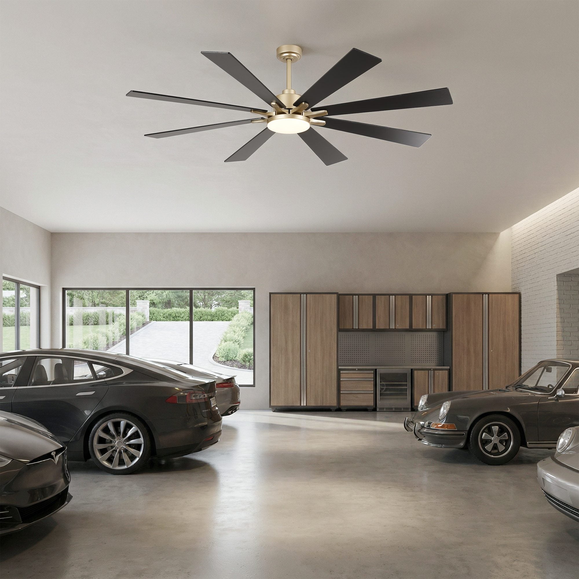 72 Inch Elbe Modern Downrod Mount Ceiling Fan with Light and Remote Co