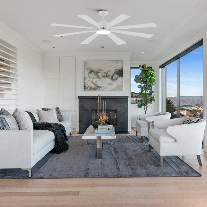 72 Inch Elbe Modern Downrod Mount Ceiling Fan with Light and Remote Control