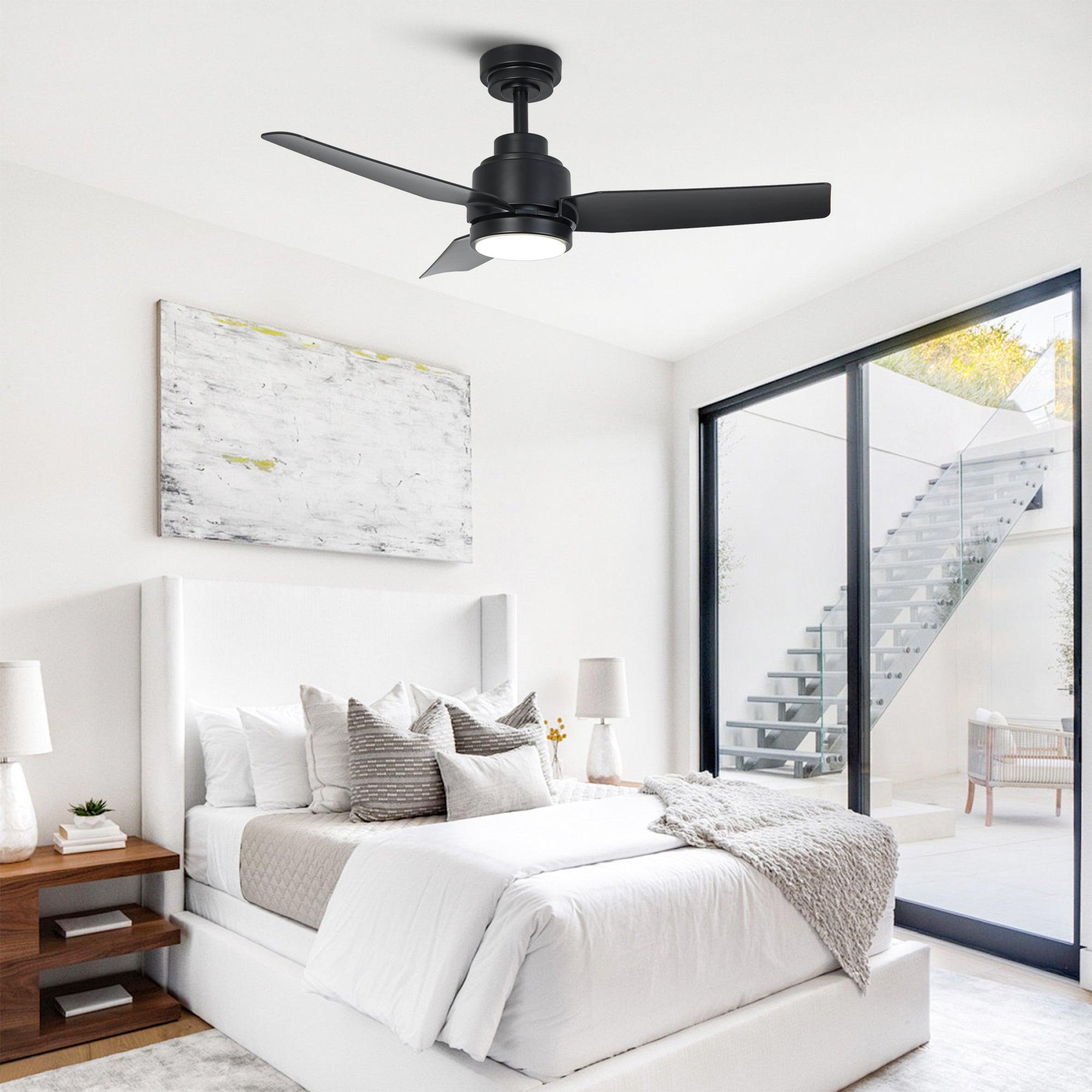 Ventilador de techo moderno Vaczon de 42 pulgadas con motor de CC, luz LED y control remoto.