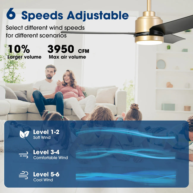 Ventilador de techo moderno Vaczon de 42 pulgadas y 3 aspas con control remoto y luz LED