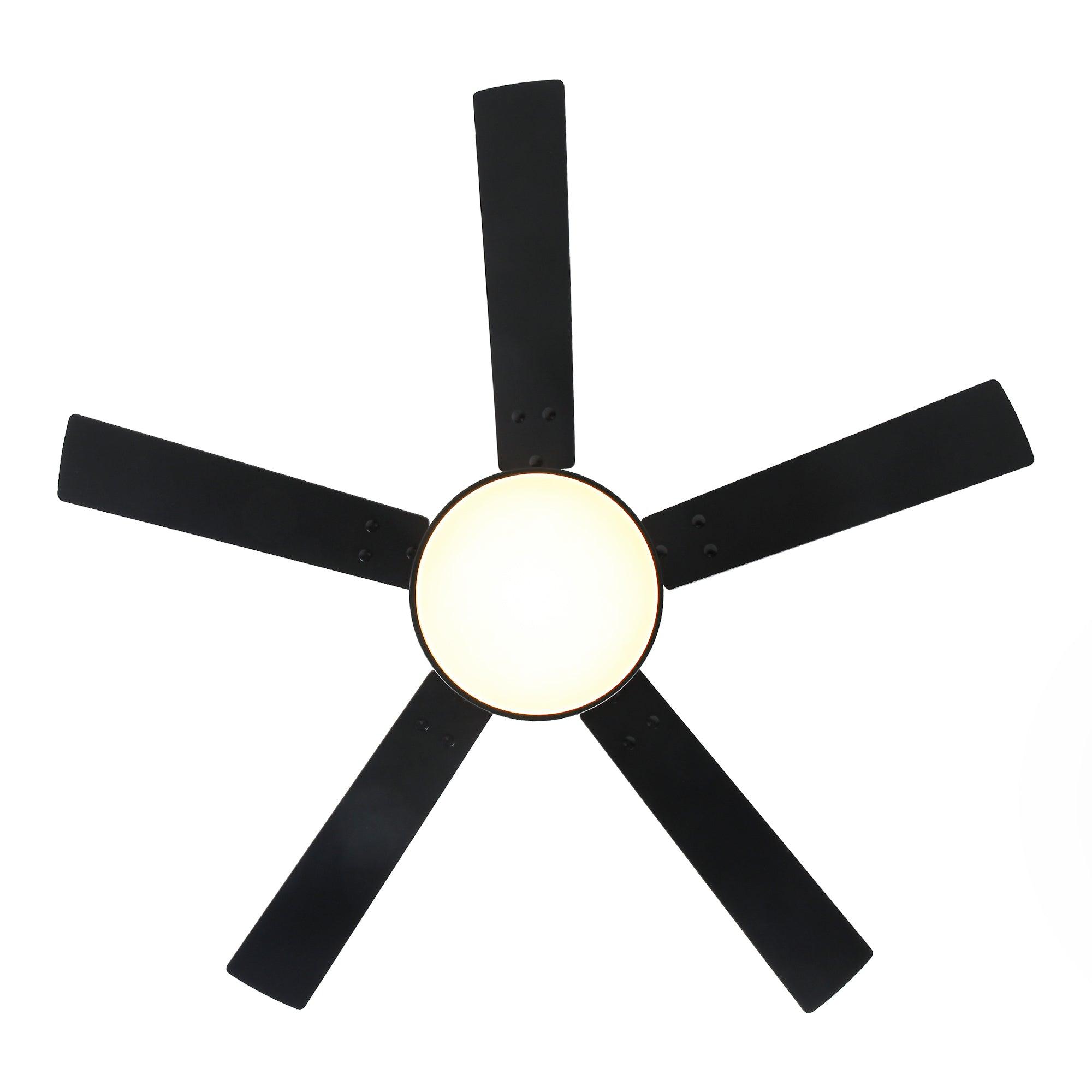 Ventilador de techo moderno Vaczon de 52 pulgadas con motor de CC y 5 aspas, luz LED y control remoto.