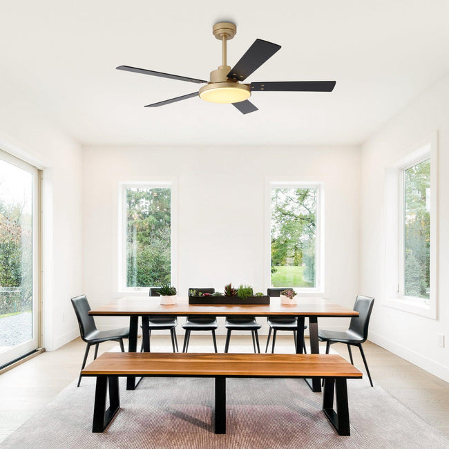 Ventilador de techo moderno Vaczon de 52 pulgadas con aspas de doble cara, control remoto y luz LED