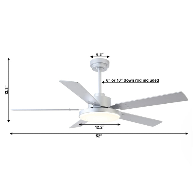 Ventilador de techo moderno Vaczon de 52 pulgadas con aspas de doble cara, control remoto y luz LED