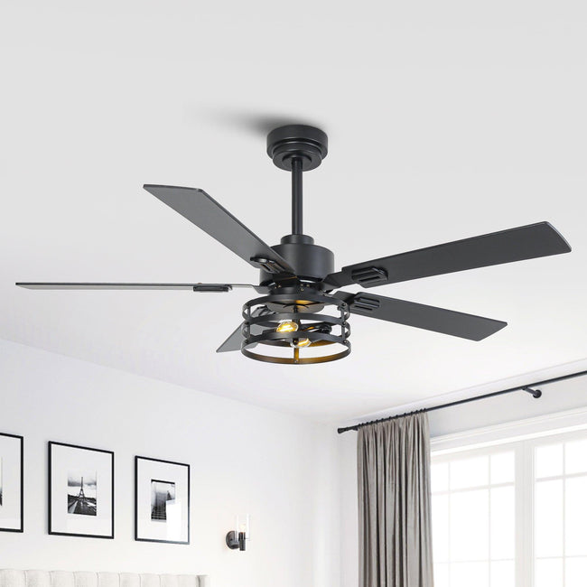 Ventilador de techo industrial Vaczon de 52 pulgadas con motor de CC, luz y control remoto