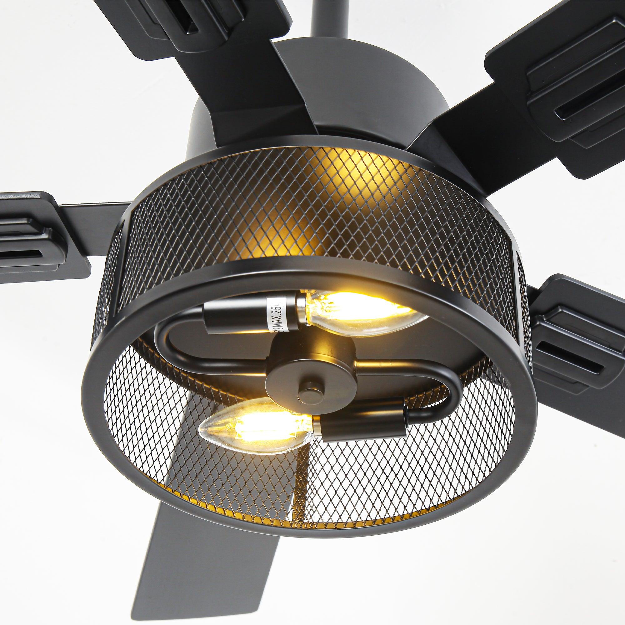 Vaczon 42 Inch DC Motor Industrial Downrod Ceiling Fan with Light and Remote Control