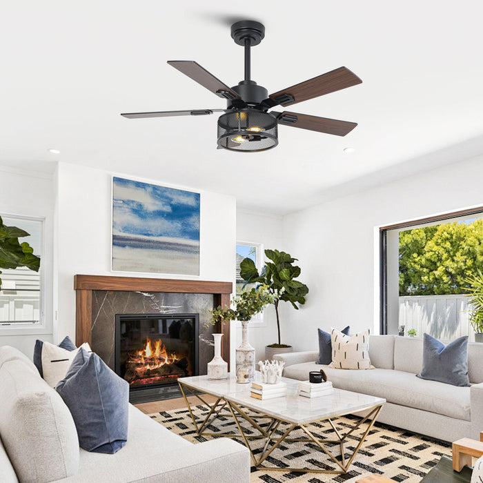 Vaczon 42 Inch DC Motor Industrial Downrod Ceiling Fan with Light and Remote Control