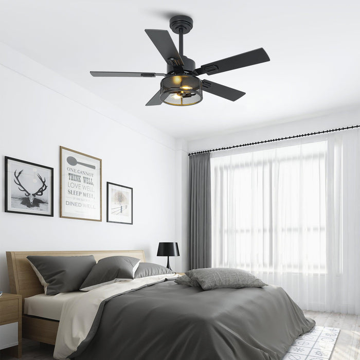 Vaczon 42 Inch DC Motor Industrial Downrod Ceiling Fan with Light and Remote Control