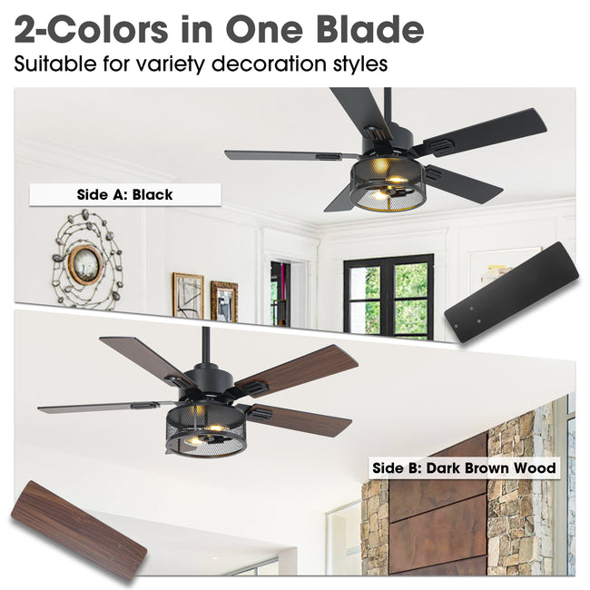 Vaczon 42 Inch 52 Inch 60 Inch Eden Downrod Mount Ceiling Fan with Light and APP & Remote Control