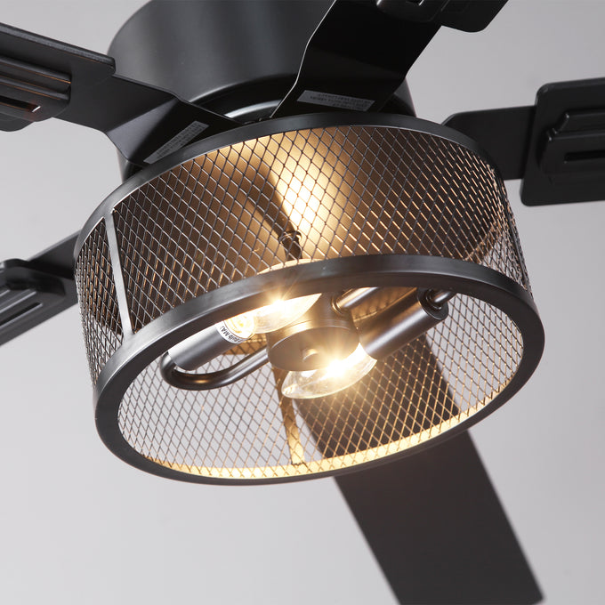 60 Inch Eden Black Ceiling Fan with Light and Remote Control