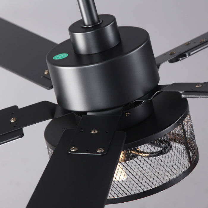 60 Inch Eden Black Ceiling Fan with Light and Remote Control