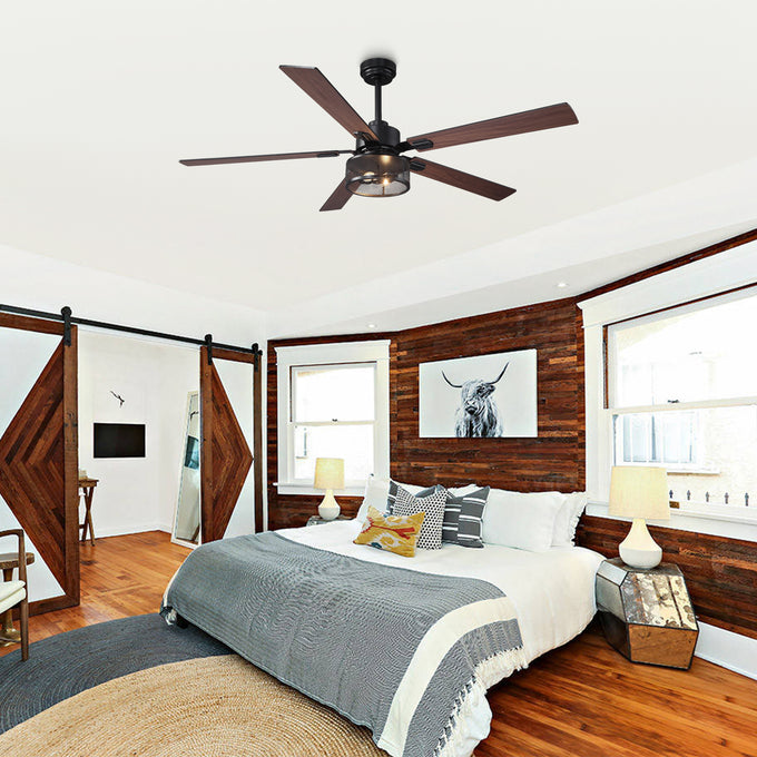 60 Inch Eden Black Ceiling Fan with Light and Remote Control