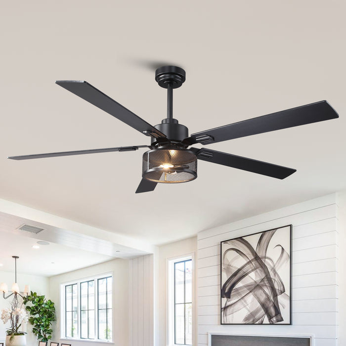 60 Inch Eden Black Ceiling Fan with Light and Remote Control