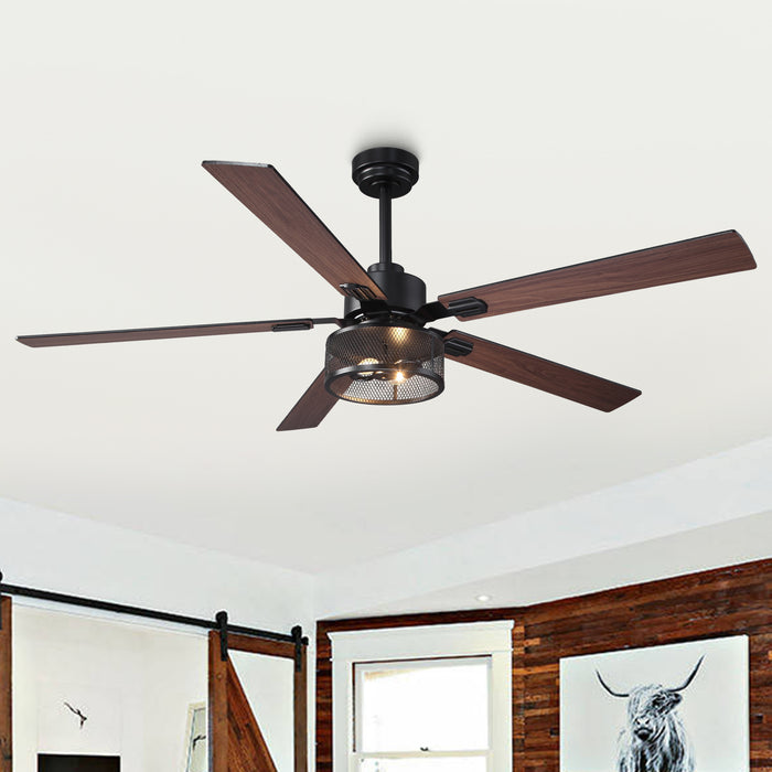 60 Inch Eden Black Ceiling Fan with Light and Remote Control
