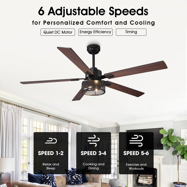 Vaczon 42 Inch 52 Inch 60 Inch Eden Downrod Mount Ceiling Fan with Light and APP & Remote Control
