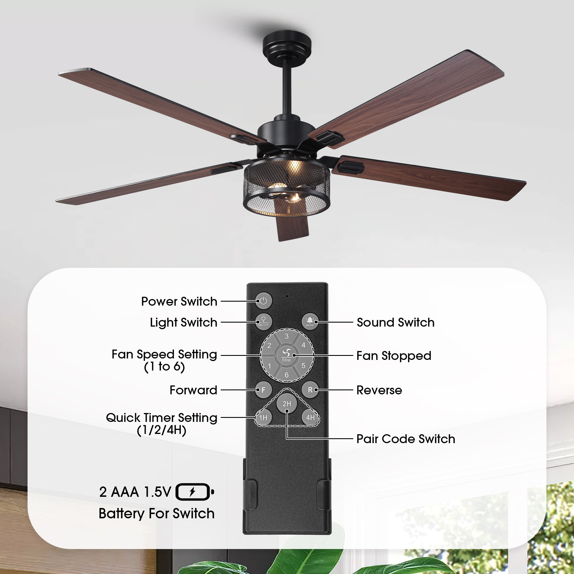 Vaczon 42 Inch 52 Inch 60 Inch Eden Downrod Mount Ceiling Fan with Light and APP & Remote Control