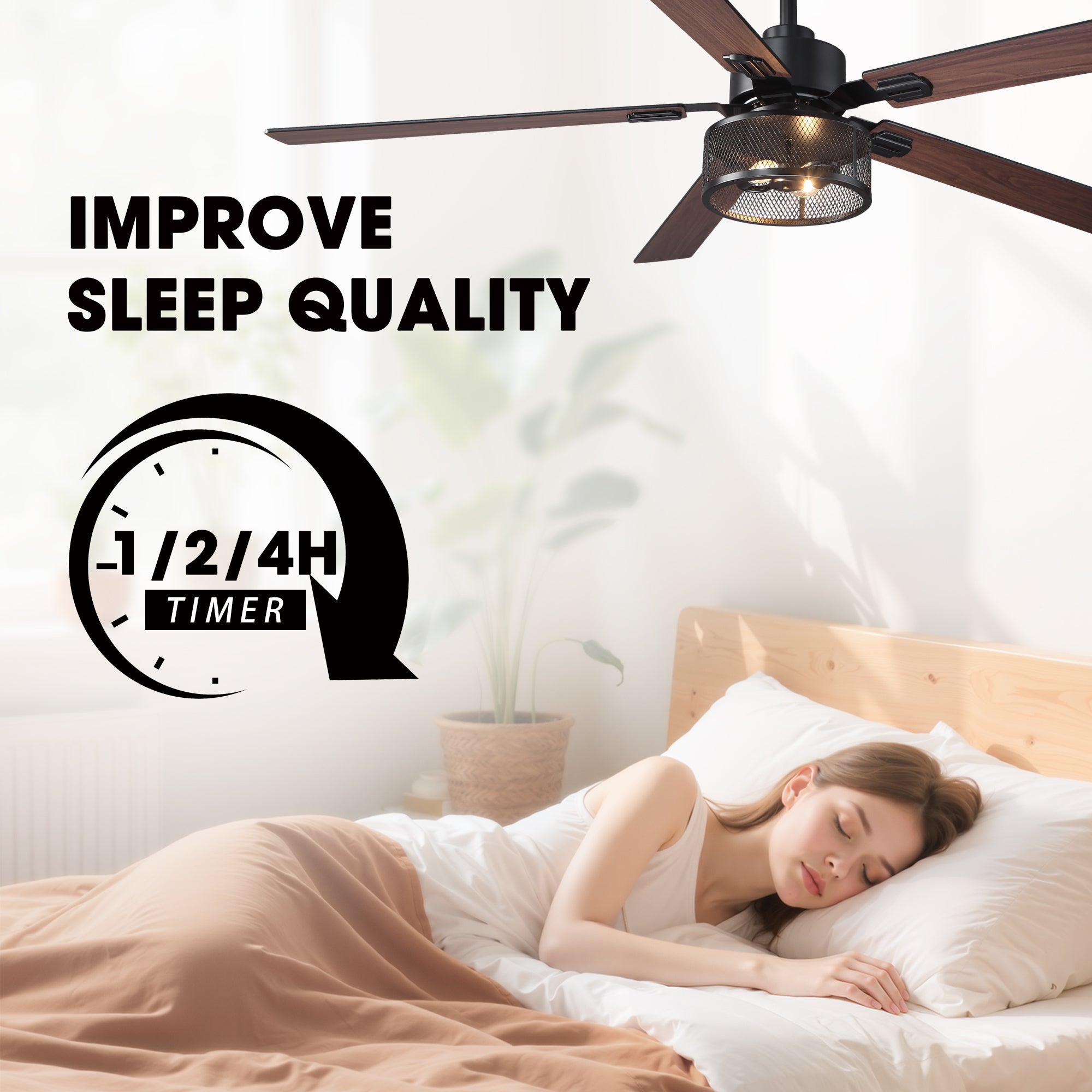 Vaczon 42 Inch 52 Inch 60 Inch Eden Downrod Mount Ceiling Fan with Light and APP & Remote Control