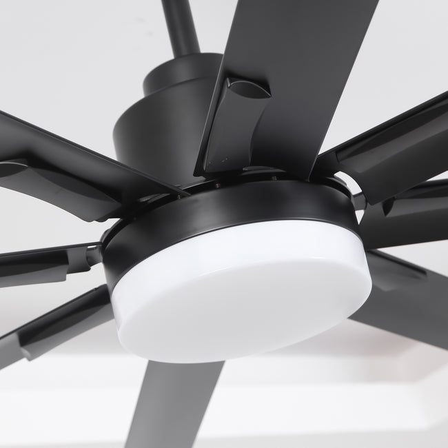 Vaczon 84 Inch Black HVLS Fan LED Large Ceiling Fan with Remote Control