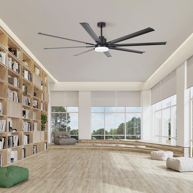 Vaczon 84 Inch Black HVLS Fan LED Large Ceiling Fan with Remote Control