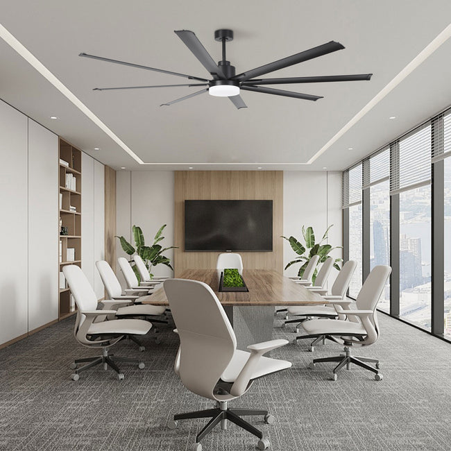 Vaczon 84 Inch Black HVLS Fan LED Large Ceiling Fan with Remote Control