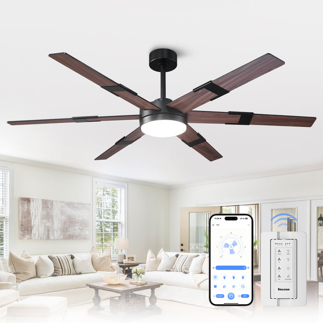 Vaczon 60 Inch Industrial Double-sided Blades LED Ceiling Fan with APP & Remote Control