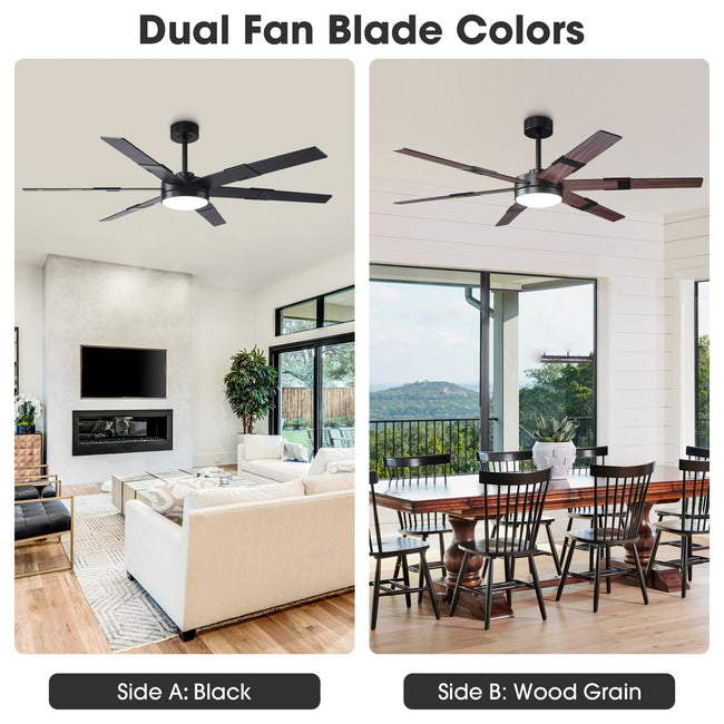 Vaczon 60 Inch Industrial Double-sided Blades LED Ceiling Fan with APP & Remote Control
