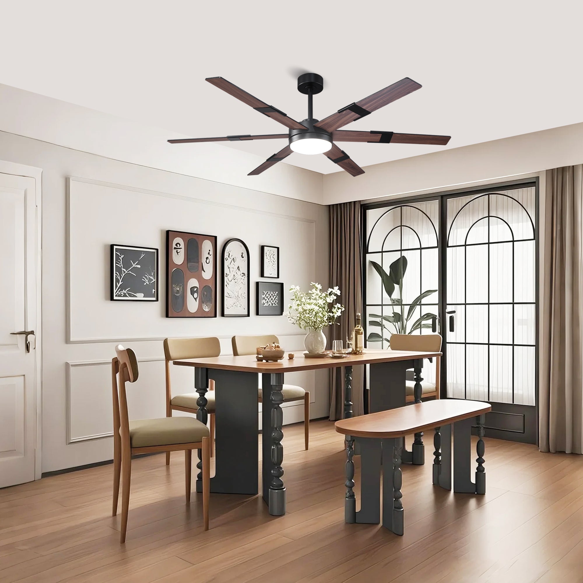 Vaczon 60 Inch Industrial Double-sided Blades LED Ceiling Fan with APP & Remote Control