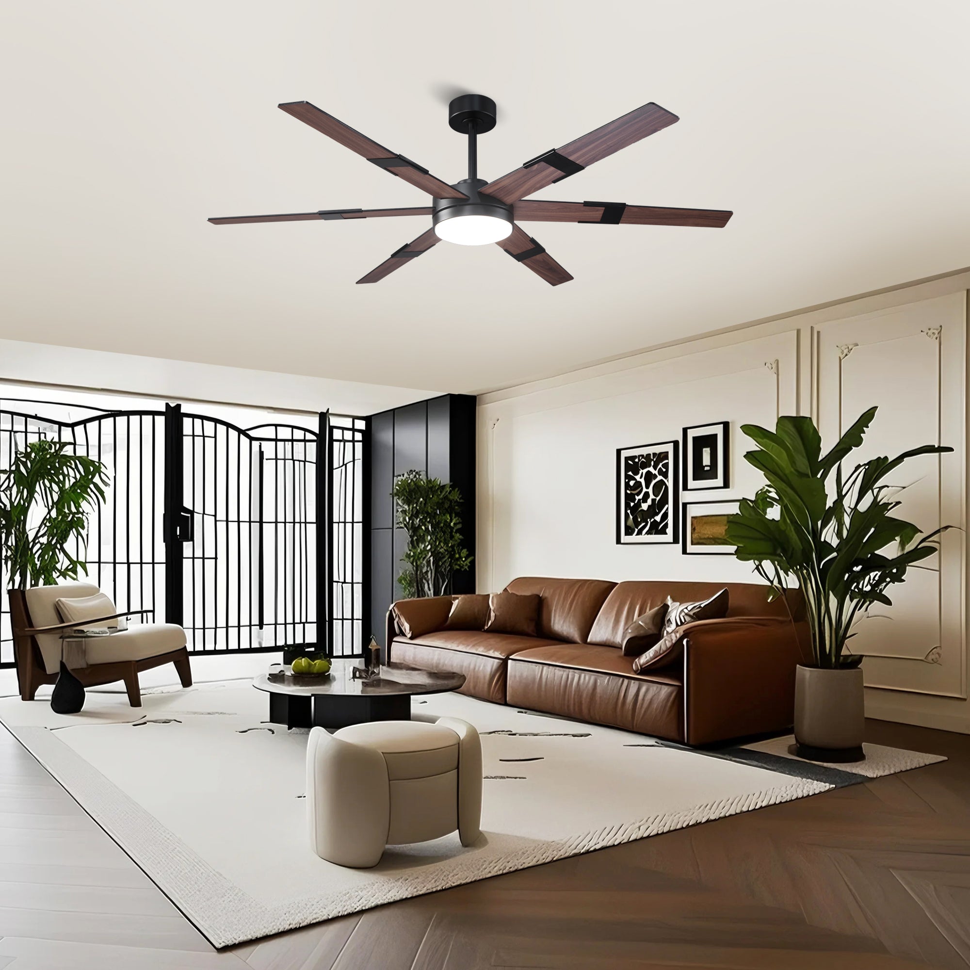 Vaczon 60 Inch Industrial Double-sided Blades LED Ceiling Fan with APP & Remote Control