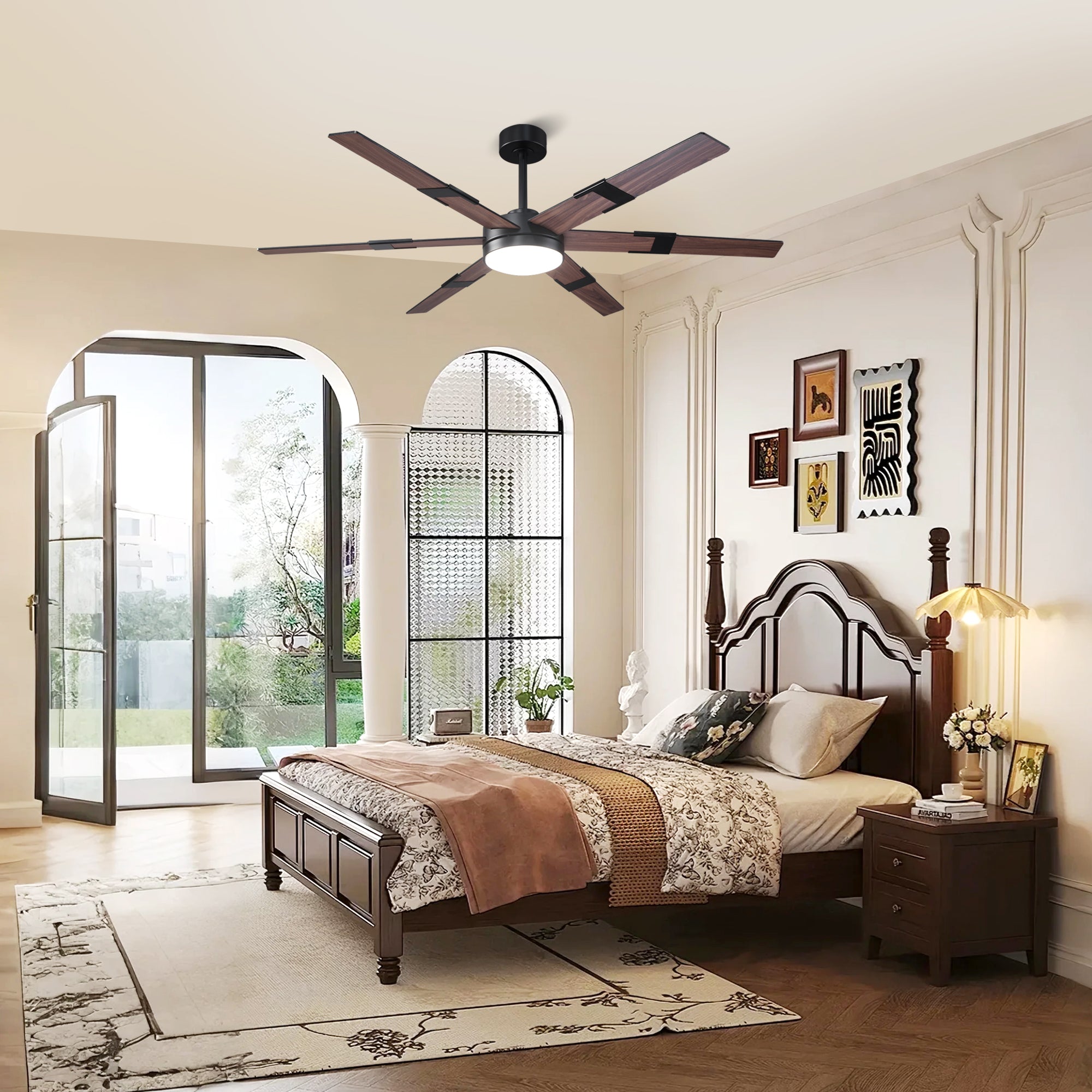 Vaczon 60 Inch Industrial Double-sided Blades LED Ceiling Fan with APP & Remote Control