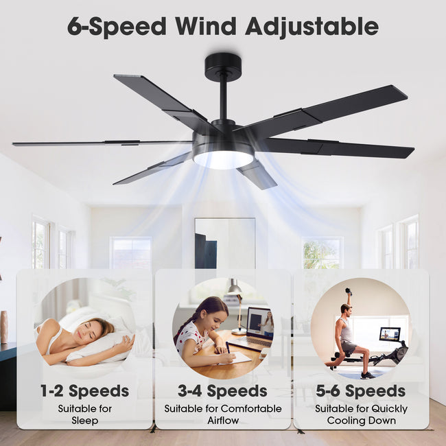 Vaczon 60 Inch Industrial Double-sided Blades LED Ceiling Fan with APP & Remote Control