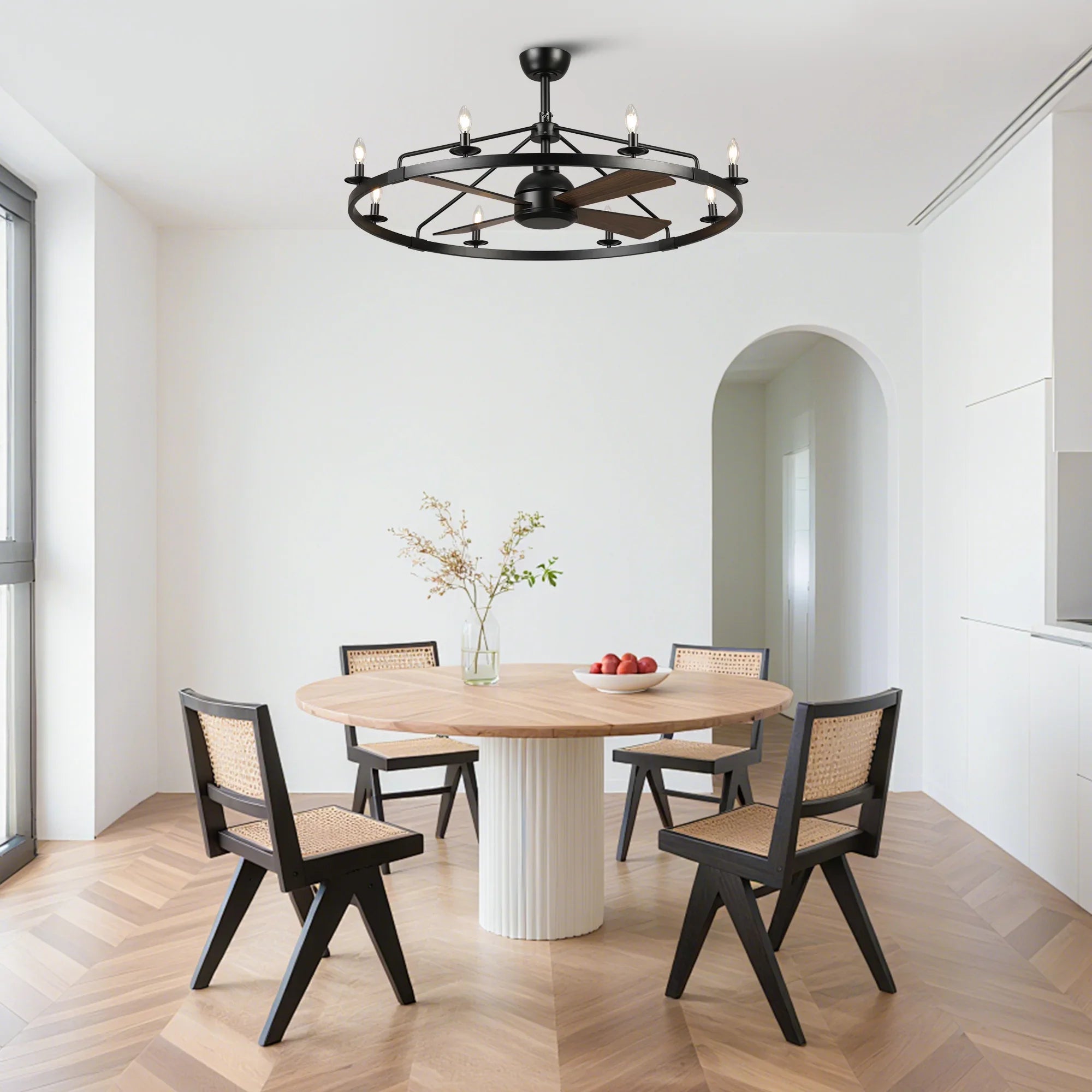 Vaczon 43" Chloe Black Industrial Fandelier with Light and Remote Control