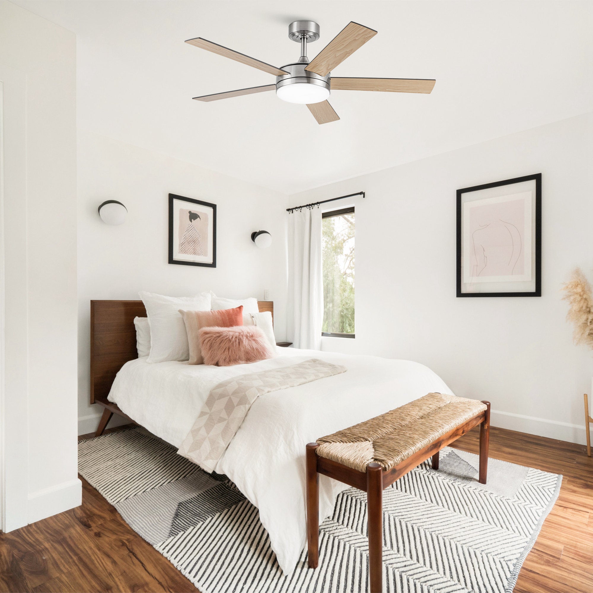 Vaczon 48 Inch Tracy Downrod Mount LED Ceiling Fan with APP & Remote Control