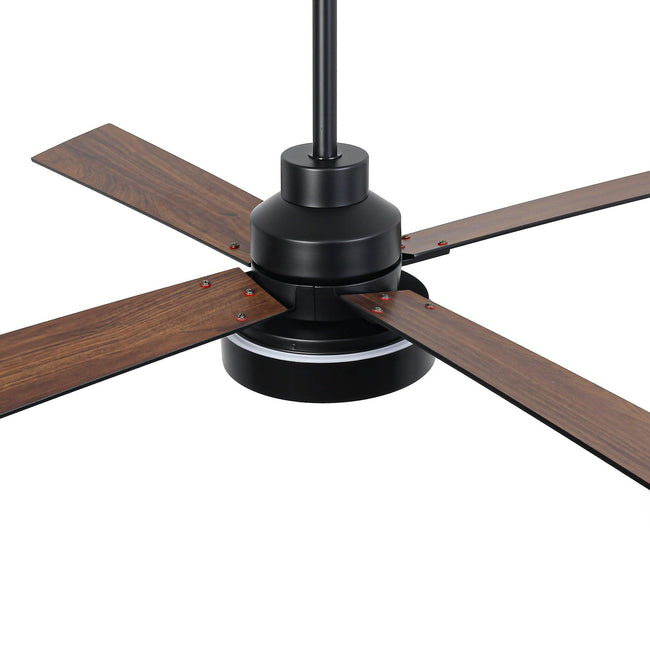 Ventilador de techo moderno Vaczon de 52 pulgadas con motor de CC de 4 aspas, luz LED y control remoto.